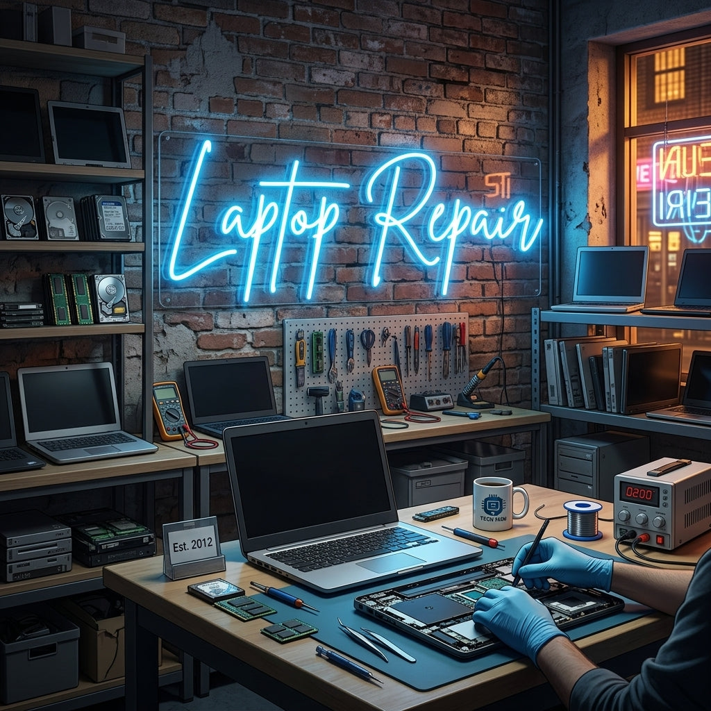 Custom Neon: Laptop Repair