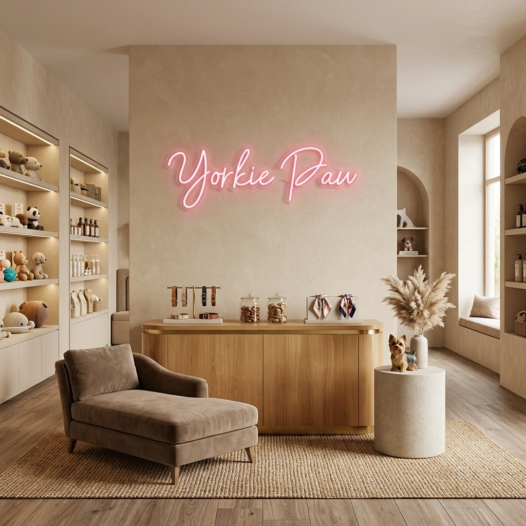Custom Neon: Yorkie Paw