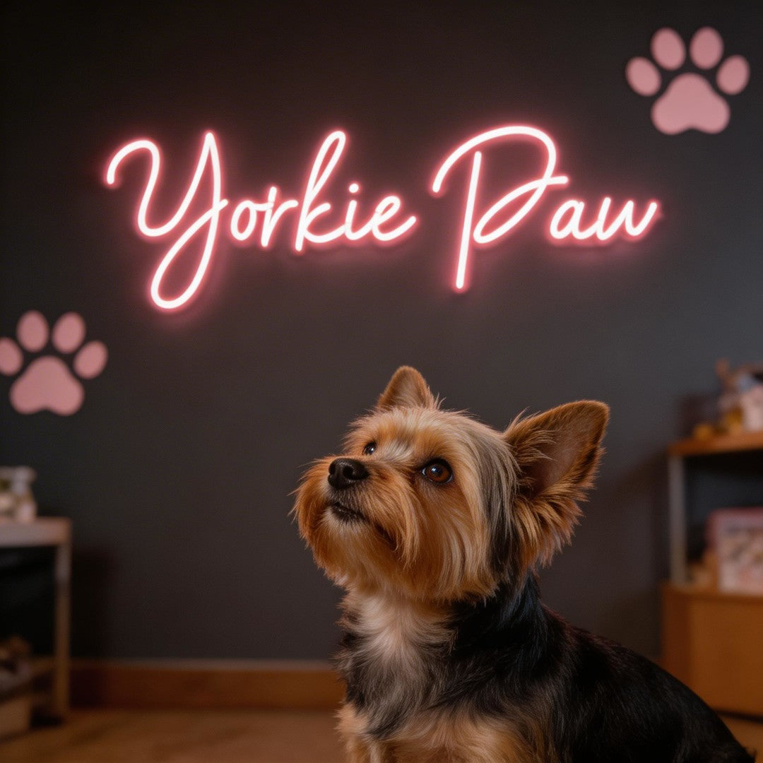 Custom Neon: Yorkie Paw