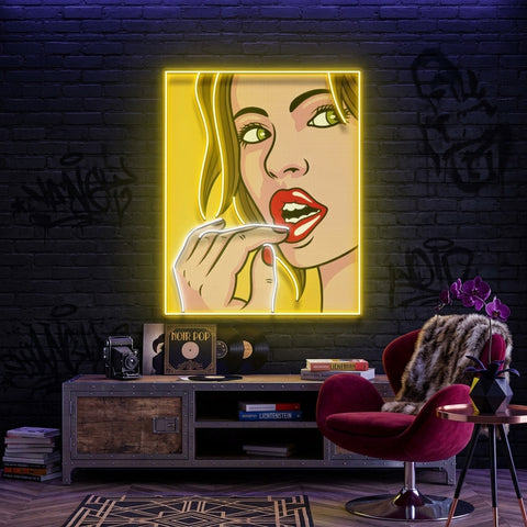 Girl Facial Expression LED Neon Sign Light Pop Art