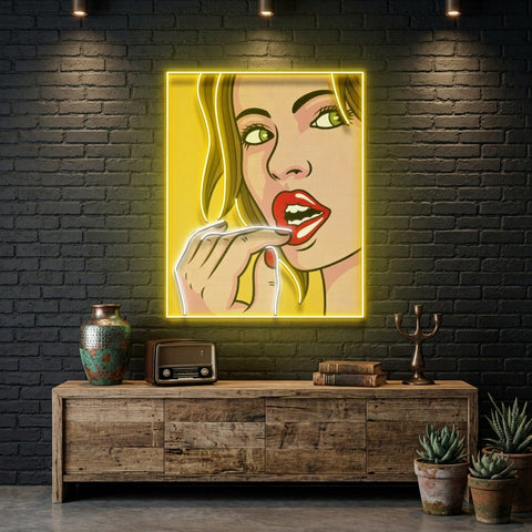 Girl Facial Expression LED Neon Sign Light Pop Art
