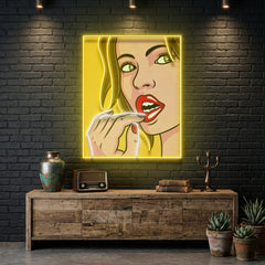 Girl Facial Expression LED Neon Sign Light Pop Art