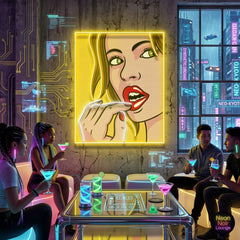 Girl Facial Expression LED Neon Sign Light Pop Art