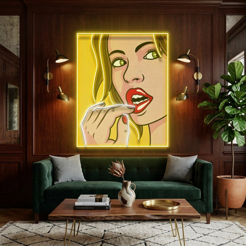 Girl Facial Expression LED Neon Sign Light Pop Art