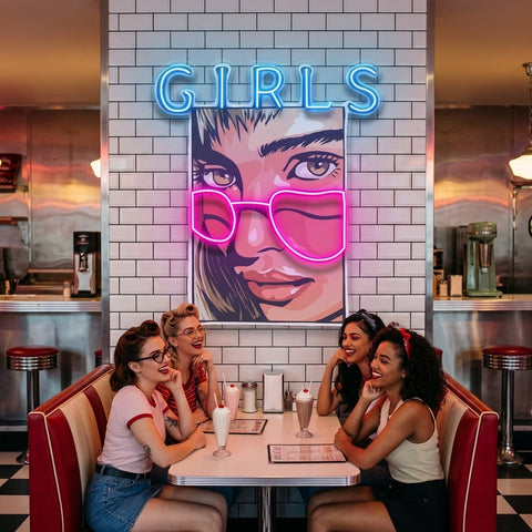Girl in Sunglasses LED Neon Sign Light Pop Art
