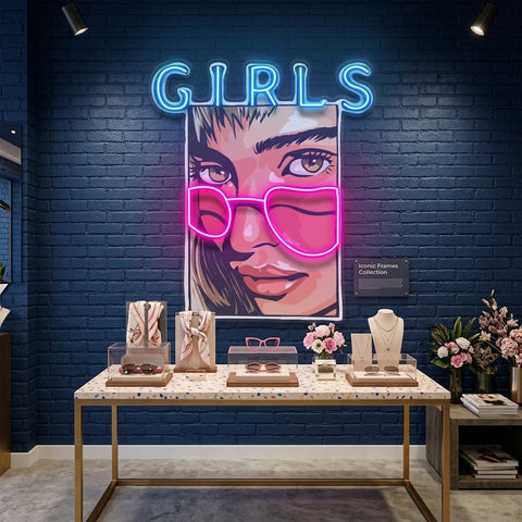 Girl in Sunglasses LED Neon Sign Light Pop Art