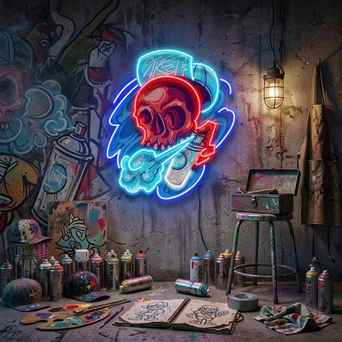 Graffiti Skull LED Neon Sign Light Pop Art