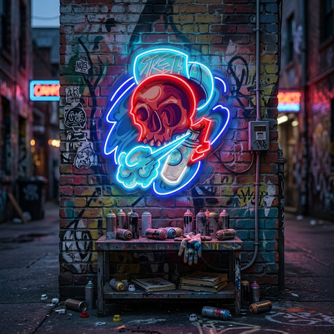 Graffiti Skull LED Neon Sign Light Pop Art