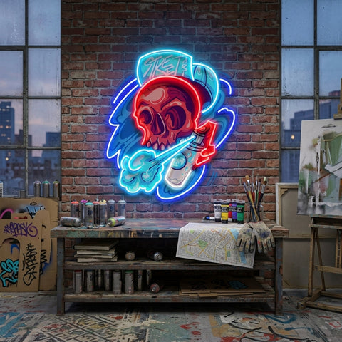 Graffiti Skull LED Neon Sign Light Pop Art