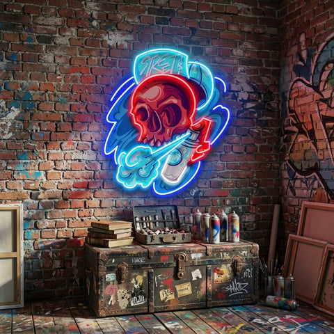 Graffiti Skull LED Neon Sign Light Pop Art