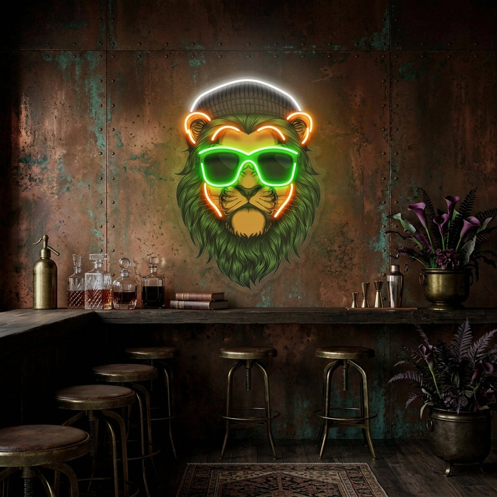 Green Lion LED Neon Sign Light Pop Art