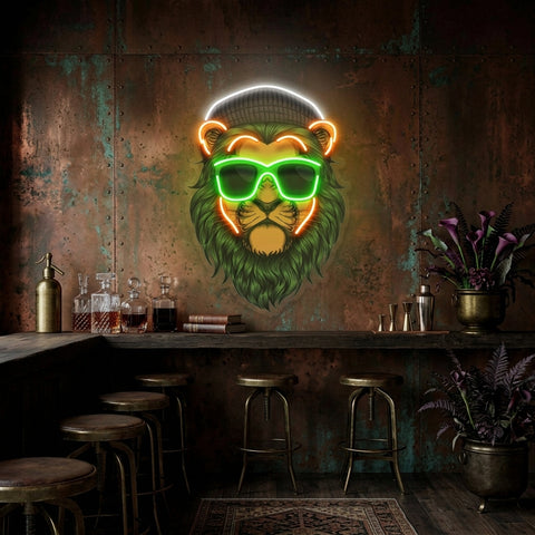 Green Lion LED Neon Sign Light Pop Art