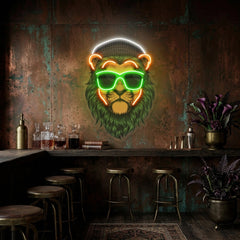 Green Lion LED Neon Sign Light Pop Art
