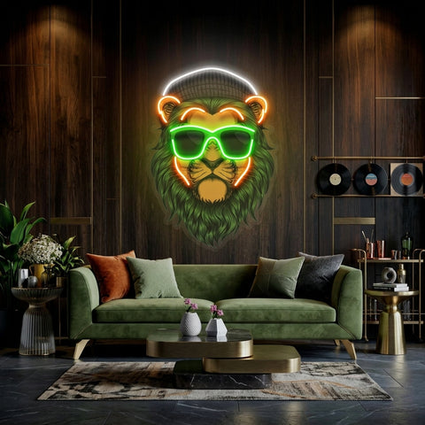 Green Lion LED Neon Sign Light Pop Art