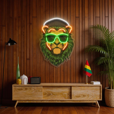 Green Lion LED Neon Sign Light Pop Art