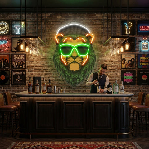 Green Lion LED Neon Sign Light Pop Art