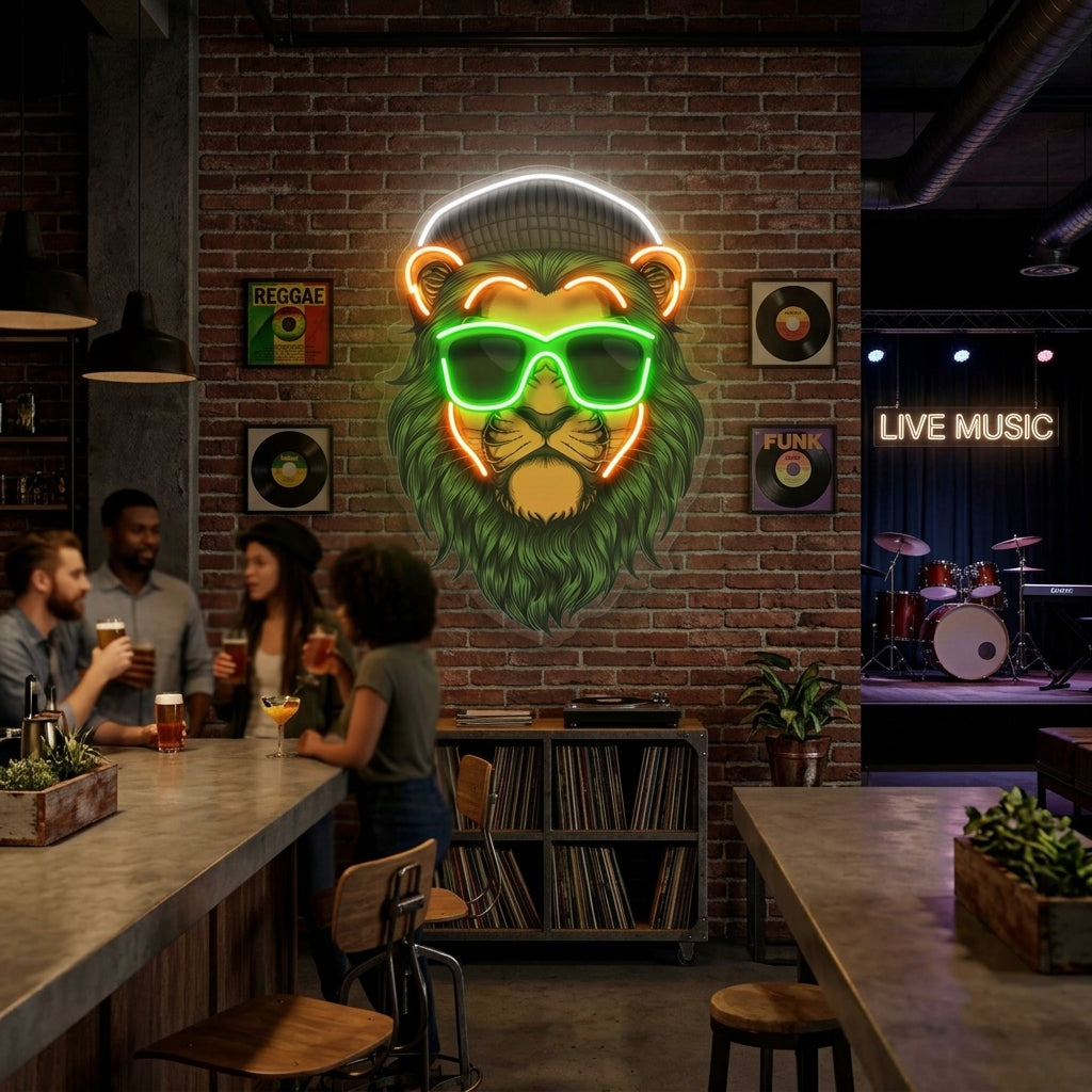Green Lion LED Neon Sign Light Pop Art