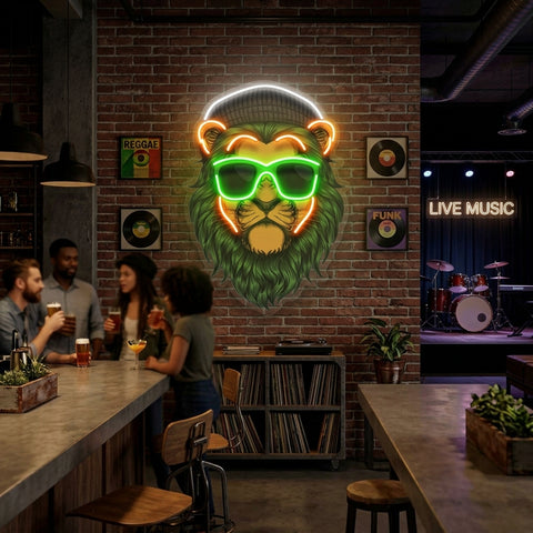 Green Lion LED Neon Sign Light Pop Art