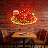 Grilled Meat Isolated LED Neon Sign Light Pop Art