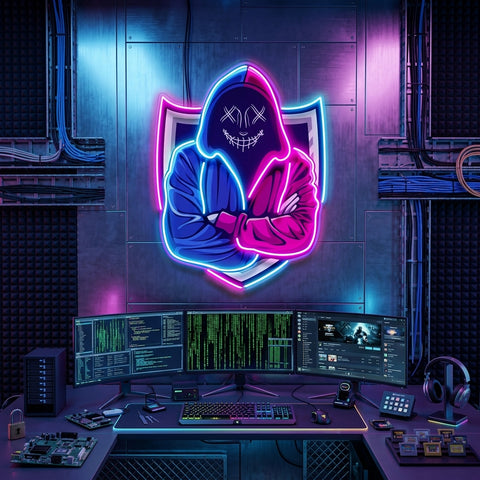 Hacker Mascot LED Neon Sign Light Pop Art