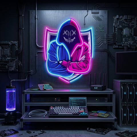 Hacker Mascot LED Neon Sign Light Pop Art