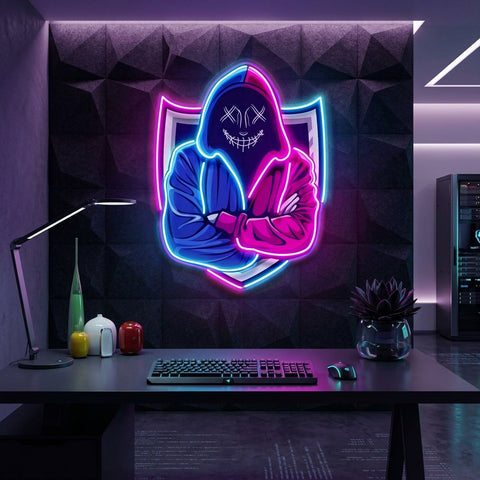 Hacker Mascot LED Neon Sign Light Pop Art