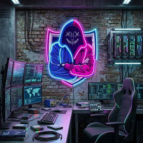 Hacker Mascot LED Neon Sign Light Pop Art
