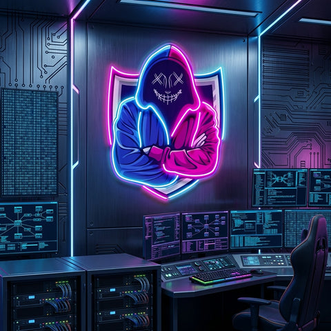 Hacker Mascot LED Neon Sign Light Pop Art