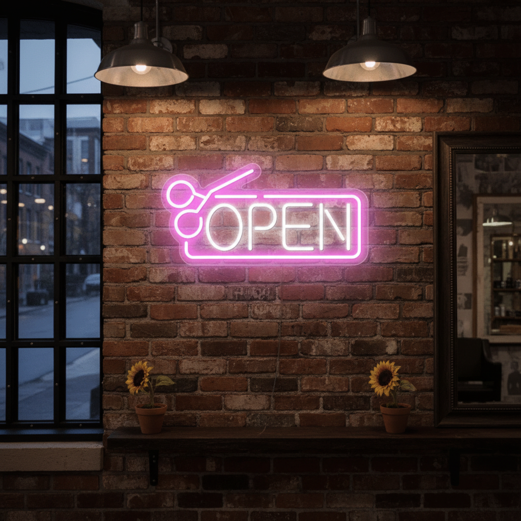 Hair Salon Open Neon Sign Custom Shop Neon Sign