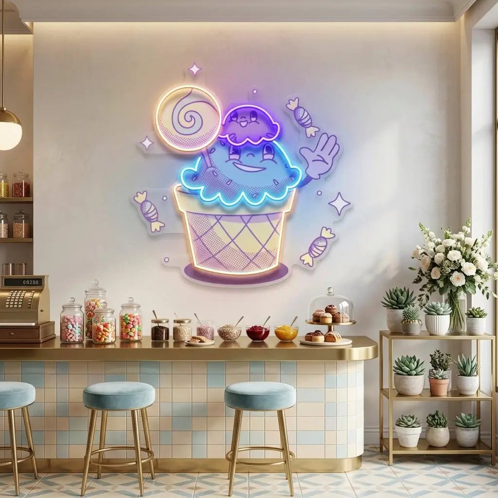 Hand Drawn Candy LED Neon Sign Light Pop Art