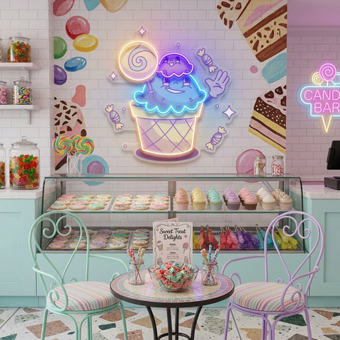 Hand Drawn Candy LED Neon Sign Light Pop Art