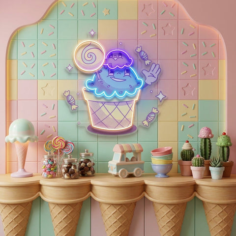 Hand Drawn Candy LED Neon Sign Light Pop Art