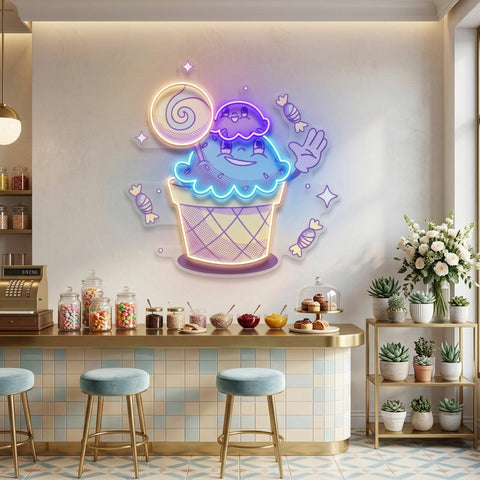 Hand Drawn Candy LED Neon Sign Light Pop Art