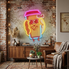Hand Holding A Cute Coffee Cup LED Neon Sign Light Pop Art