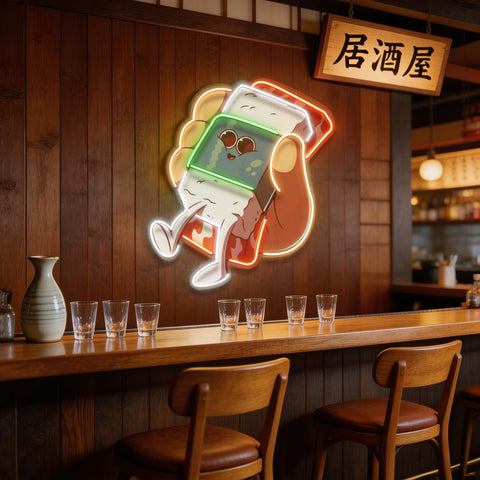 Hand Holding Cute Sushi LED Neon Sign Light Pop Art