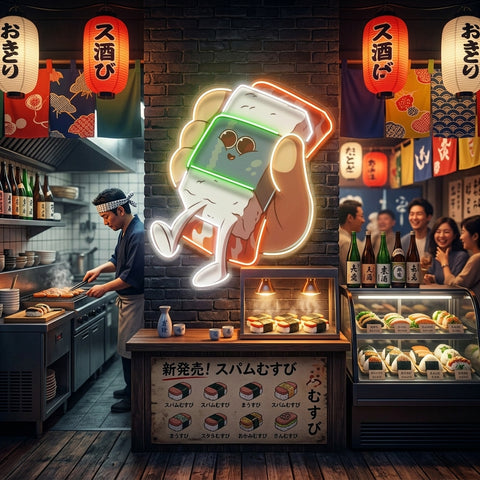 Hand Holding Cute Sushi LED Neon Sign Light Pop Art