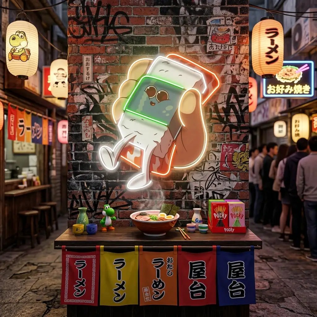 Hand Holding Cute Sushi LED Neon Sign Light Pop Art