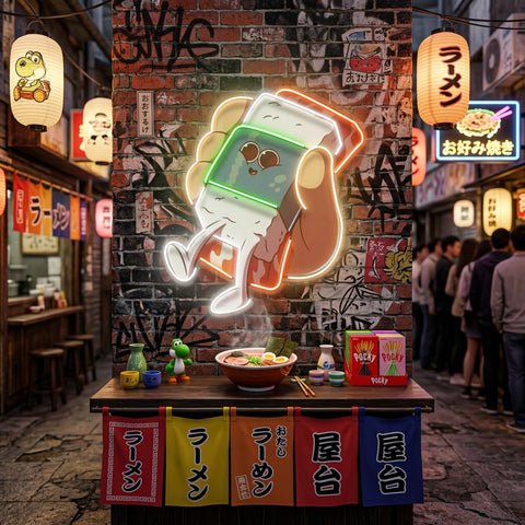 Hand Holding Cute Sushi LED Neon Sign Light Pop Art