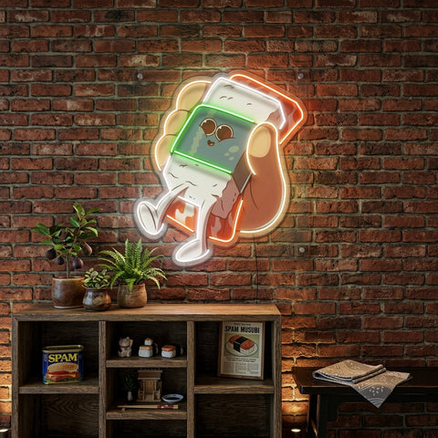 Hand Holding Cute Sushi LED Neon Sign Light Pop Art