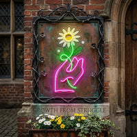 Hand Holding Flower LED Neon Sign Light Pop Art