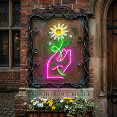 Hand Holding Flower LED Neon Sign Light Pop Art