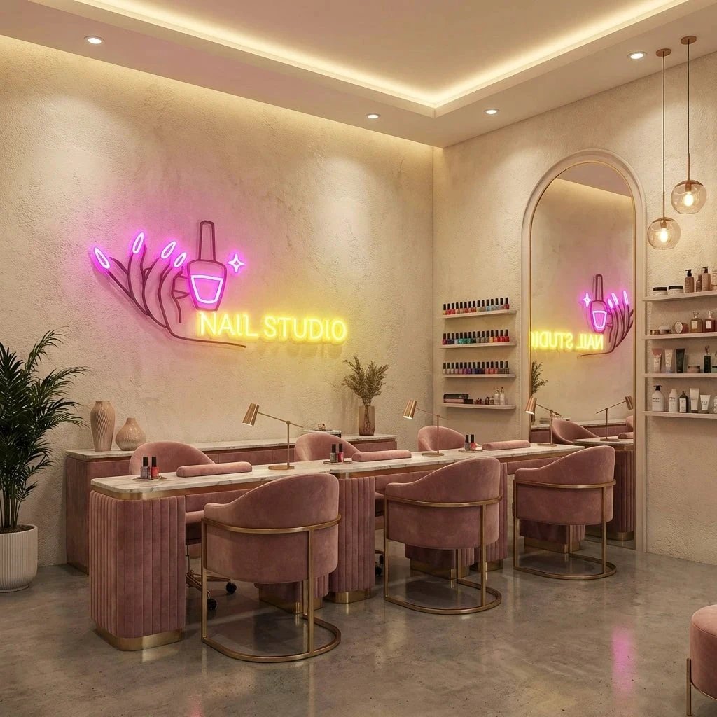 Nail Studio Artwork Led Neon Sign Light, Nail Spa Decoration