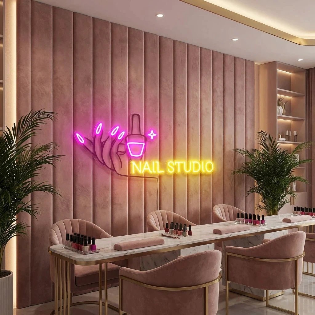 Nail Studio Artwork Led Neon Sign Light, Nail Spa Decoration