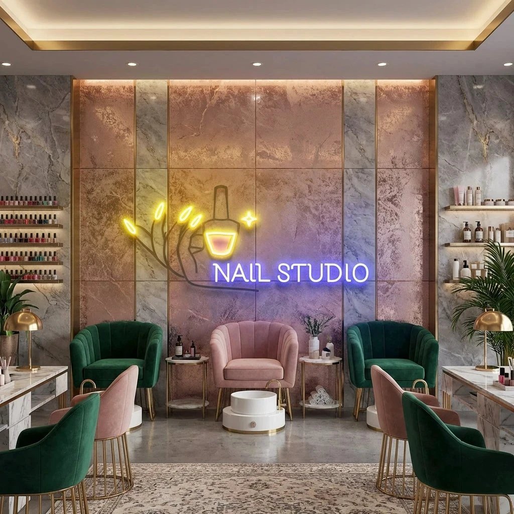 Nail Studio Artwork Led Neon Sign Light, Nail Spa Decoration