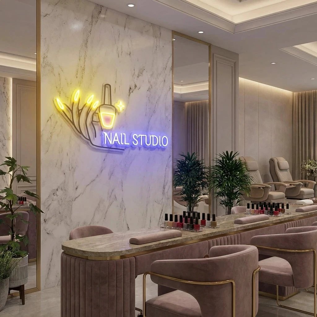 Nail Studio Artwork Led Neon Sign Light, Nail Spa Decoration