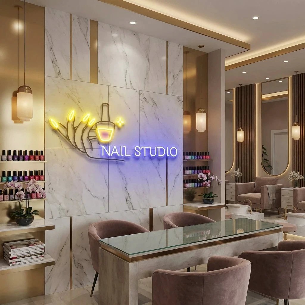 Nail Studio Artwork Led Neon Sign Light, Nail Spa Decoration