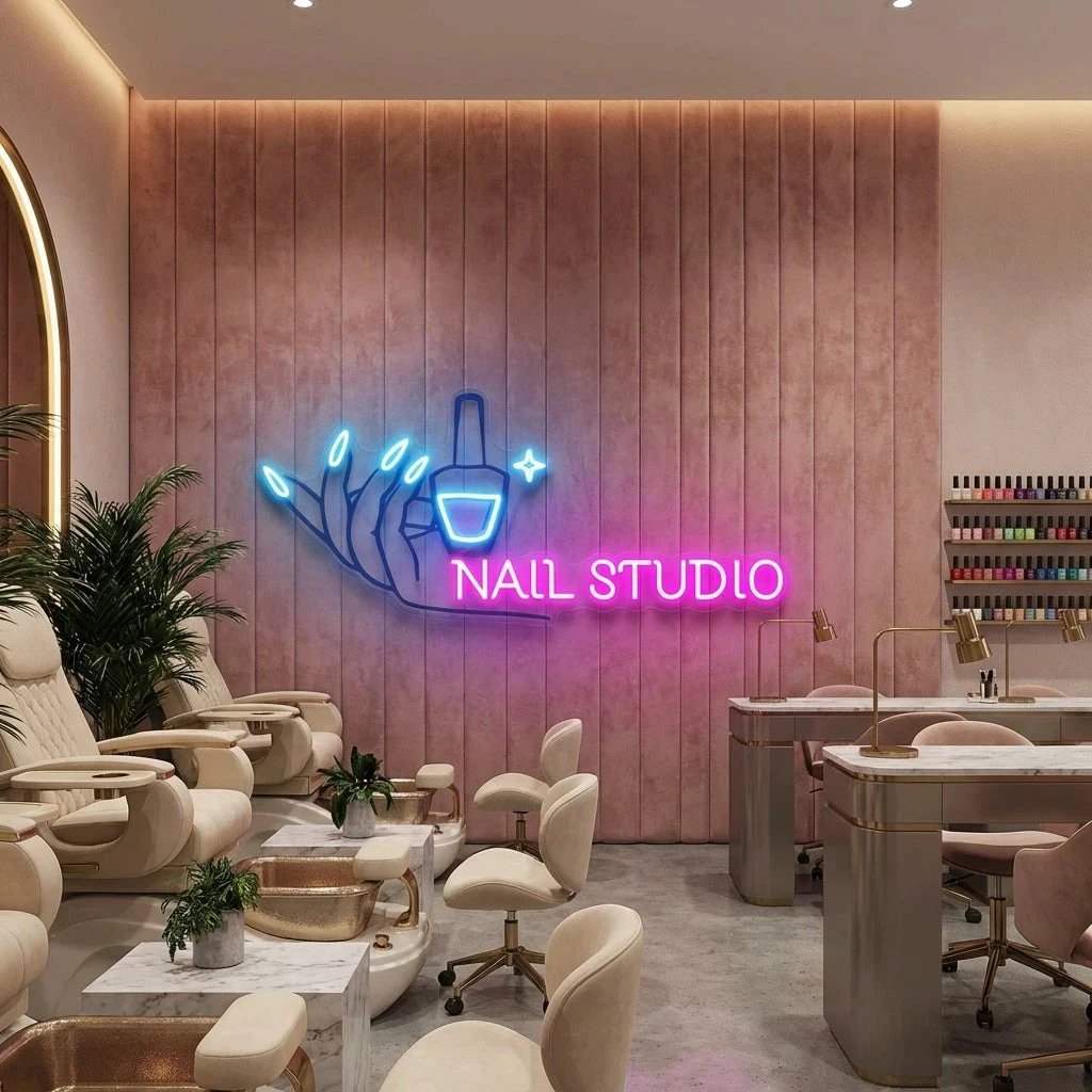 Nail Studio Artwork Led Neon Sign Light, Nail Spa Decoration