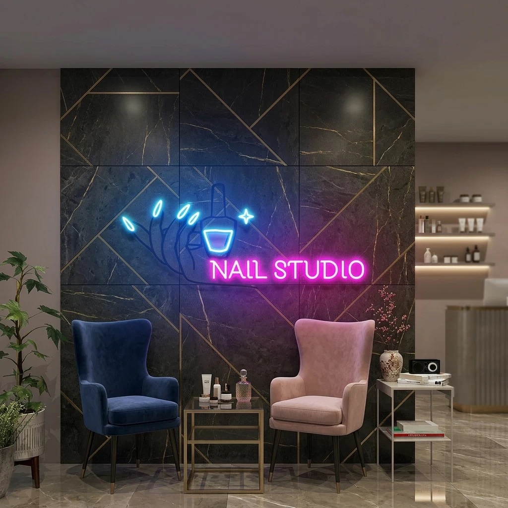 Nail Studio Artwork Led Neon Sign Light, Nail Spa Decoration