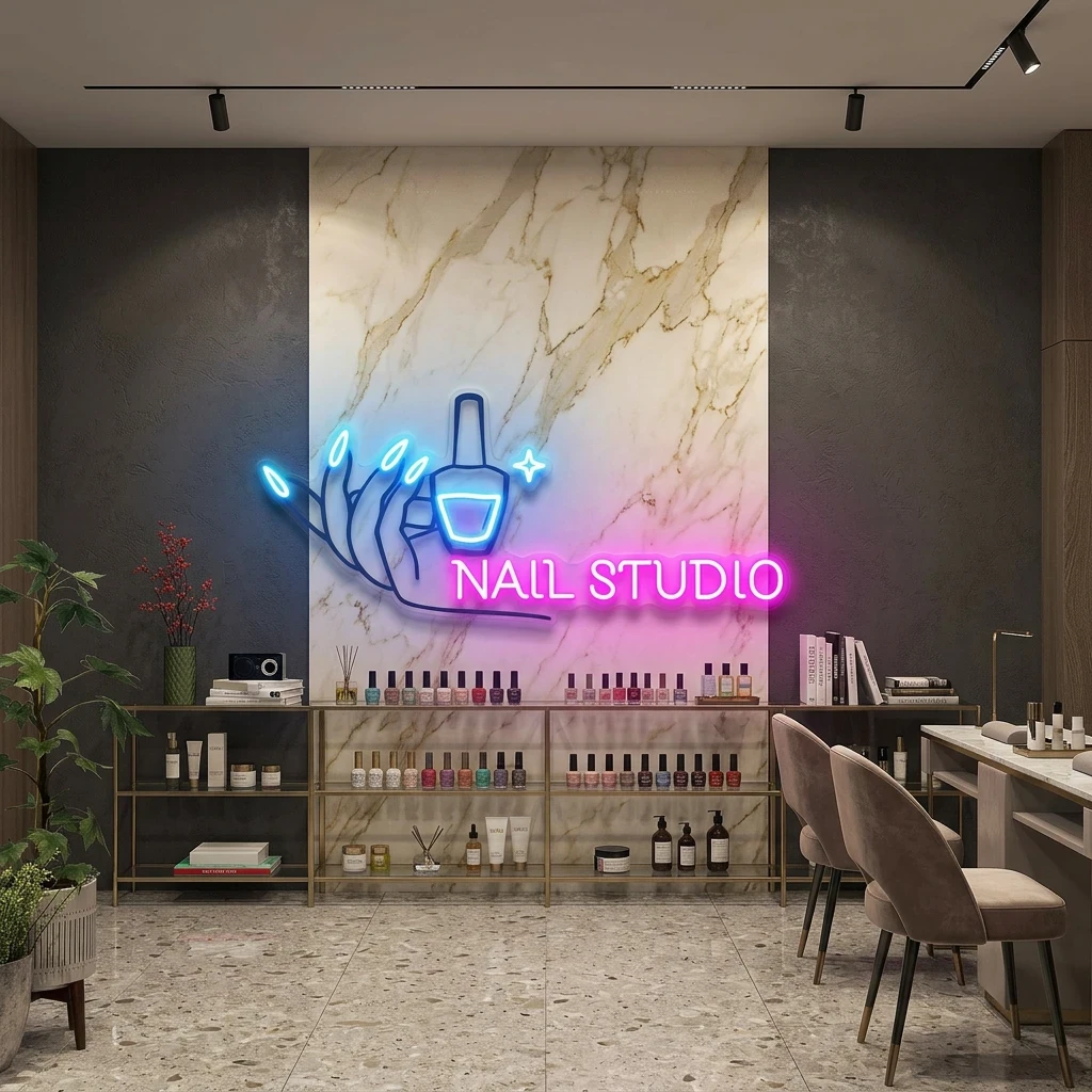 Nail Studio Artwork Led Neon Sign Light, Nail Spa Decoration
