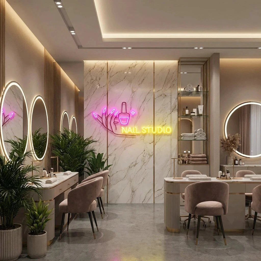 Nail Studio Artwork Led Neon Sign Light, Nail Spa Decoration